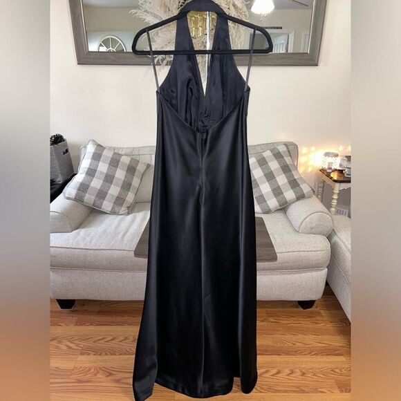 Laundry by Shelli Segal Black Sleek Halter Gown Size 8 90s Y2K Retro Classic - Picture 7 of 14